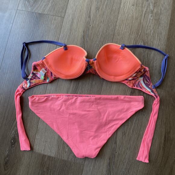 Anthropologie Maaji Bikini Swim Top Sz S Bottom Sz L Multi Funky Print Graphics - Picture 2 of 9